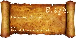 Belovay Örsi névjegykártya